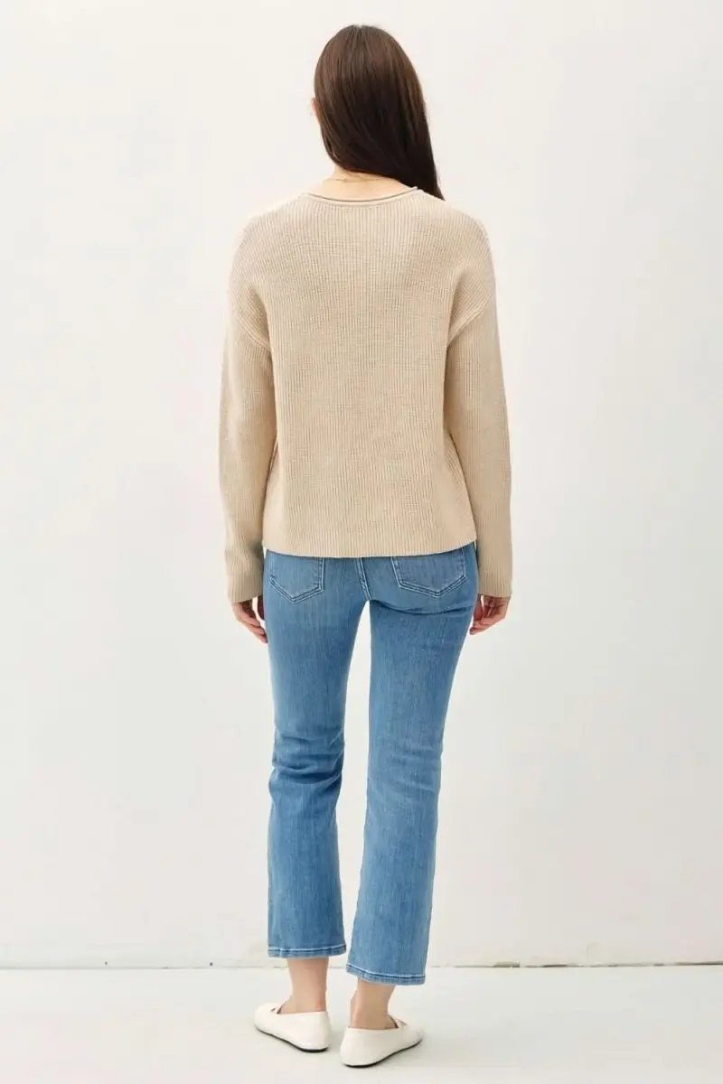 Be Cool Round Neck Long Sleeve Sweater - Love Salve